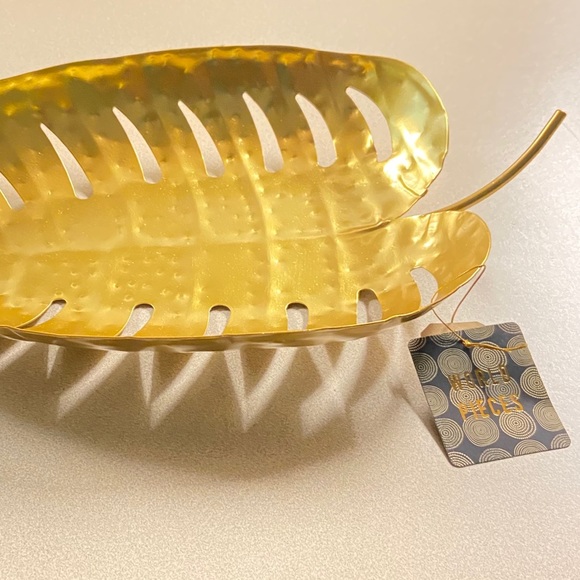 Monstera Gold Decorative Metal Tray Catchall - Picture 14 of 15